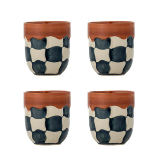 Mok aardewerk blauw - set van 4