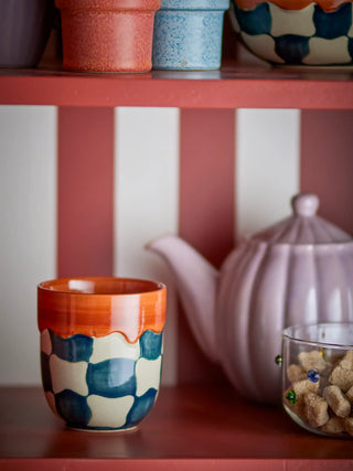 Mok aardewerk blauw - set van 4