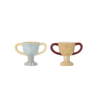 Trophy coquetiers en faïence multicolore