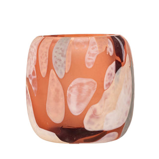 Candlestick recycled glass pink Karan 9cm