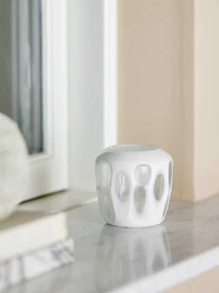 Candlestick glass white Rohan 9cm