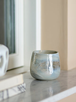 Tealight holder recycled grey glass Imran 10cm