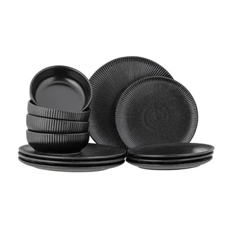 Neri black earthenware dinnerware set - 16 pieces