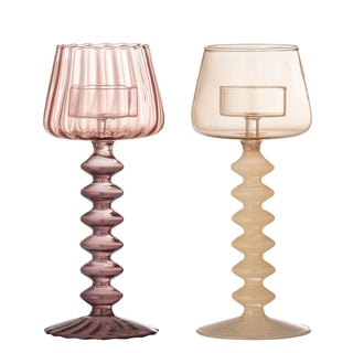Theelichthouder roze Daze 20cm - set van 2