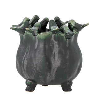 Green earthenware flowerpot Charlize 21cm