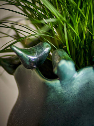 Green earthenware flowerpot Charlize 21cm