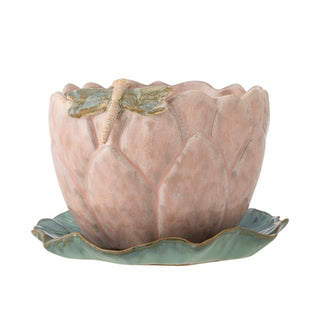 Flower pot with saucer pink Jaylee 18 cm