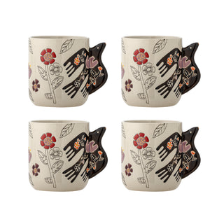 Set de tasses en grès Vivielle blanc/marron - 4 pièces