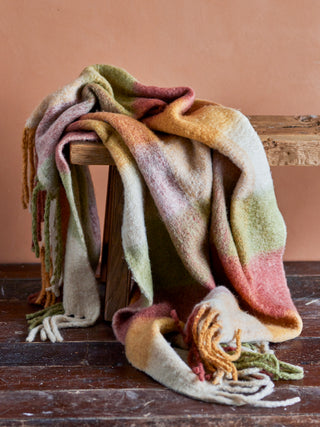 Plaid grøn brun beige Hamisha 127x152cm