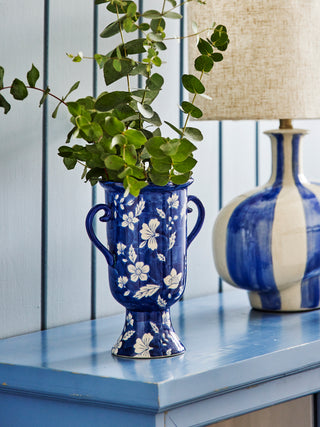 Vaas aardewerk blauw Amara Ø12×21 cm
