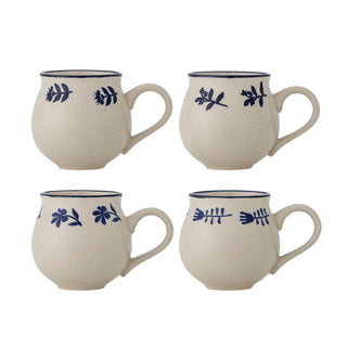 Blue stoneware mug set Eimy - 4 pieces