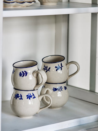 Blue stoneware mug set Eimy - 4 pieces