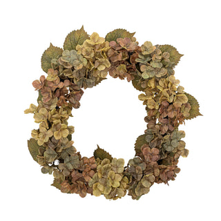 Corona di fiori artificiali rosa Ortensia Ø61×13 cm