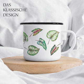 Tasse émaillée faite main feuilles 300ml