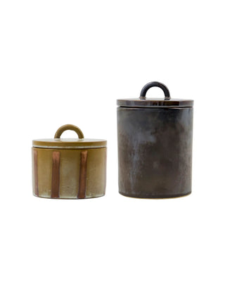 Bewaardozen Tallic Zwart Bruin Zand - set van 2