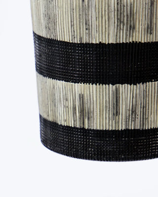Theelichthouder Stripe Zwart Gebroken wit 9cm - 2 stuks