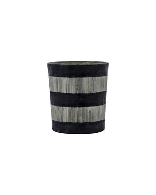 Theelichthouder Stripe Zwart Gebroken wit 9cm - 2 stuks