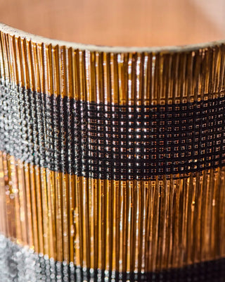 Theelichthouder Stripe Bruin Zwart 7.5cm - 2 stuks