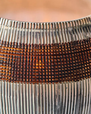 Theelichthouder Stripe Zilver Bruin 7.5cm - set van 2