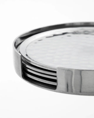 Onderzetters zilver met houder - 4 stuks