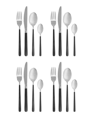 Bestekset Ox Zwart Zilver - 16-delig