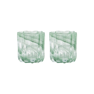 Tealight holder Curl green 10cm - 2 pieces