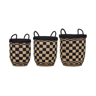 Set di cesti portaoggetti Basked nero - set da 3