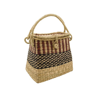 Cesto intrecciato a mano con coperchio marrone