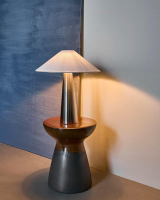 Tafellamp Soffi geborsteld zilver Ø42×48 cm