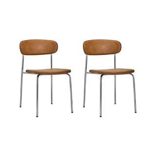 Chaises de salle à manger Pova cognac lot de 2