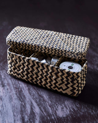 Aufbewahrungsbox Ollie schwarz natur 13×12×33 cm