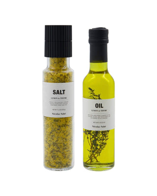 Geschenkbox Zitronensalz & Öl mit Thymian – 320 g