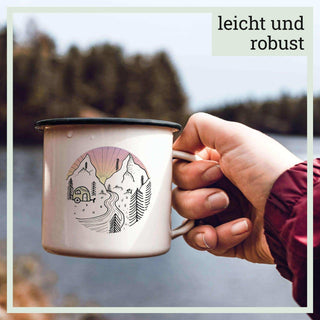 Handgemaakte emaille mok dag en nacht 300ml - Het Adres