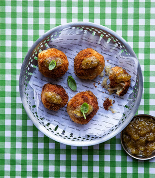 Krokante arancini met groene tomatenconfit