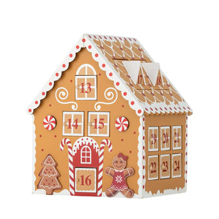 Adventkalender hout bruin Ginnie van Bloomingville, van bovenaf met vorm en indeling zichtbaar