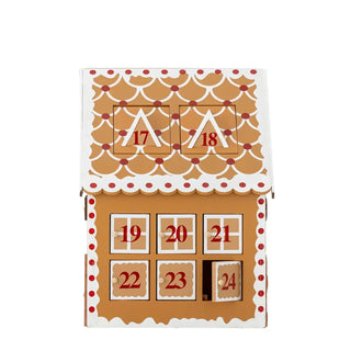 Adventkalender hout bruin Ginnie van Bloomingville, met materiaal en structuur van dichtbij zichtbaar