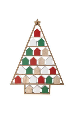 Adventskalender rood Calvin 61cm van Bloomingville, aan de achterzijde met afwerking zichtbaar