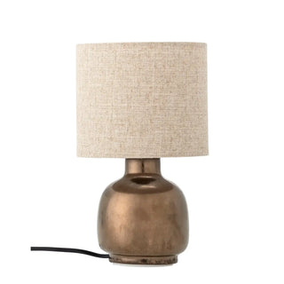 Bronzen Agni tafellamp van aardewerk met beige kap, 25 cm