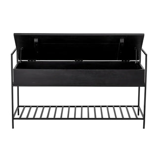 Bank mango zwart Abelone 102cm van Bloomingville, aan de achterzijde met constructie zichtbaar