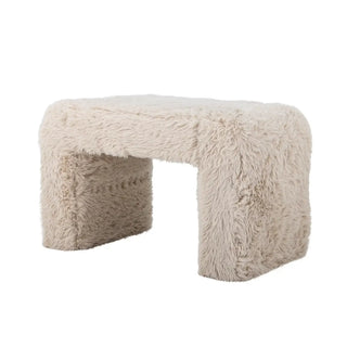 Bankje beige Bobbie 70cm van Bloomingville, van bovenaf met vorm en indeling zichtbaar