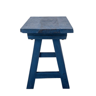 Bankje blauw hergebruikt hout Porir - 100cm van Bloomingville, van bovenaf met vorm en indeling zichtbaar