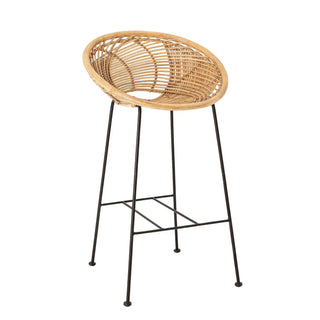 Barkruk rotan nature Yonne 94cm van Bloomingville, aan de achterzijde met constructie zichtbaar