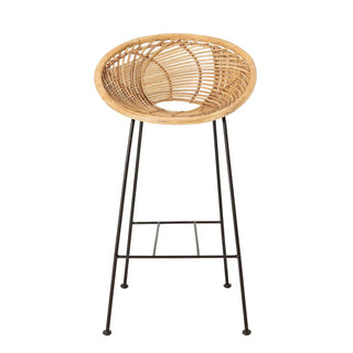 Barkruk rotan nature Yonne 94cm van Bloomingville, met stof en structuur van dichtbij zichtbaar