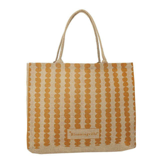 Bergamo shopper tas geel jute van Bloomingville, van opzij met vorm en diepte zichtbaar