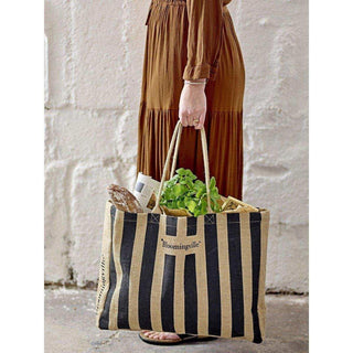 Bergamo shopper bag black jute - Het Adres