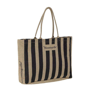 Bergamo Shopper Tasche schwarz Jute - Het Adres