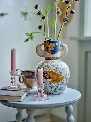 Bijzettafel hout blauw Salino 41cm van Bloomingville, aan de achterzijde met constructie zichtbaar