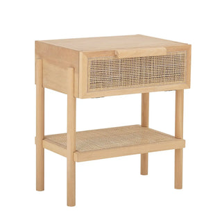 Bijzettafel hout nature Manon van Bloomingville, van opzij met verhoudingen en constructie zichtbaar