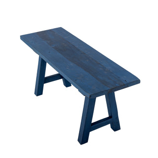 Bijzettafel sokkel blauw hergebruikt hout Porir van Bloomingville, van bovenaf met vorm en indeling zichtbaar