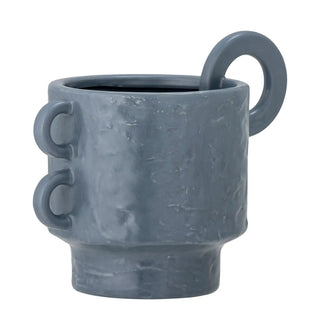 Bloempot aardewerk blauw alfine 19cm van Bloomingville, schuin bekeken met vorm en afwerking zichtbaar